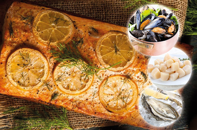 Saisonales Fischangebot bei EDEKA Georg mit Lachs und Muscheln