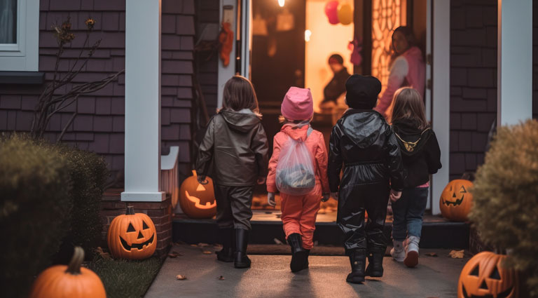 Kinder gehen an Halloween
