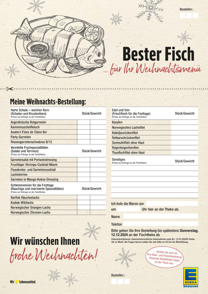 Vorbestellzettel Fisch