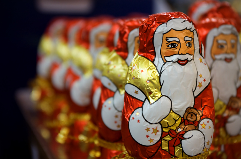 Detailansicht von Lindt Schokoladennikoläusen