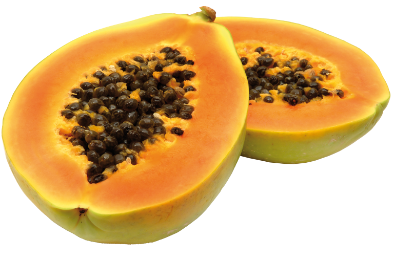 Papaya halbiert