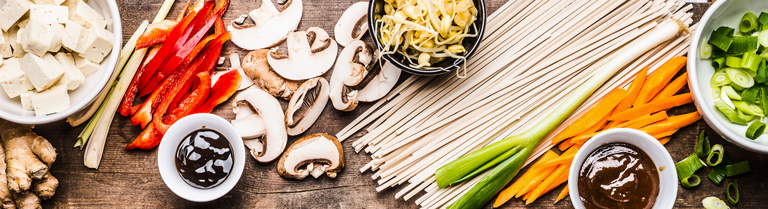 Frische Zutaten Wok Gemüse