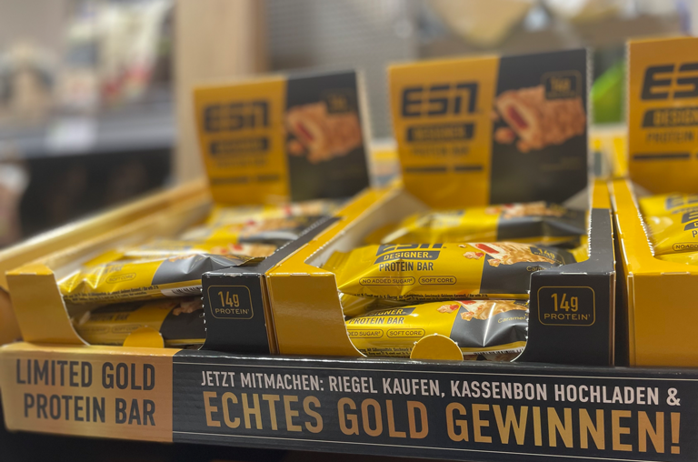 Neuer ESN Gold-Riegel "Golden Caramel" im Martk fotografiert