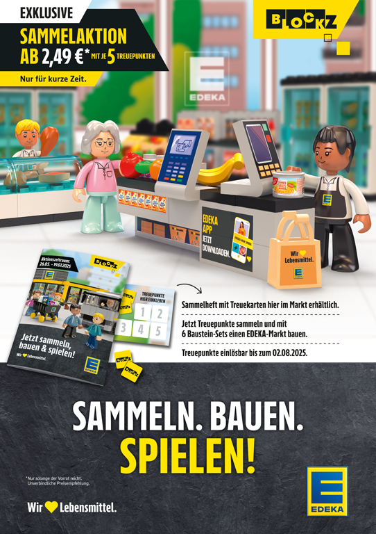 EDEKA Blockz Treueaktion Sammelaktion Plakat hoch
