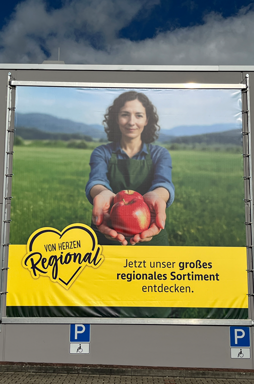 von Herzen regional EDEKA Georg, Banner Parkplatz Idstein