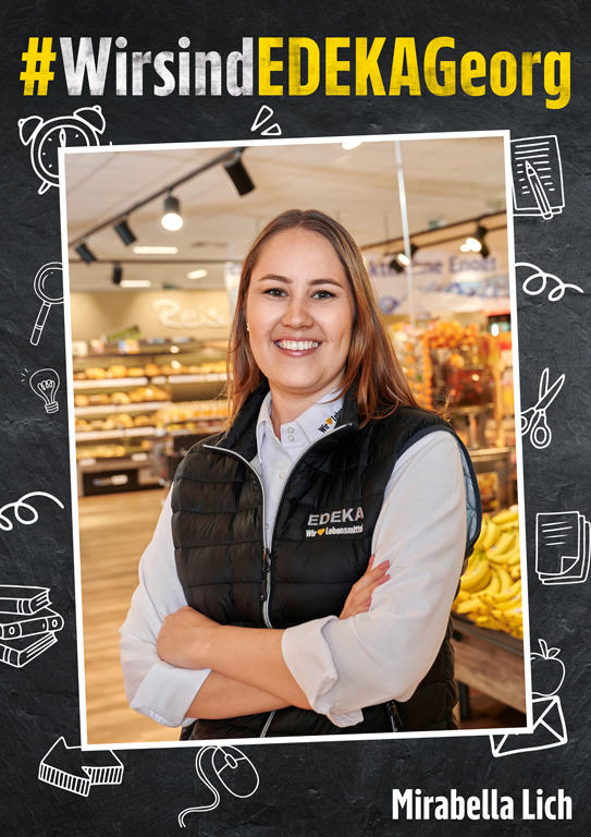 Plakat EDEKA Georg mit Mirabella Lich