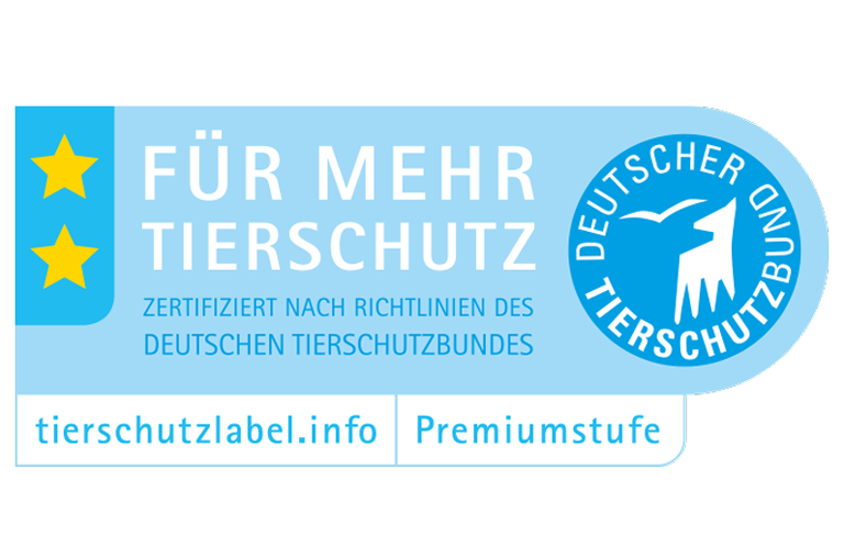 Zwei von zwei Sternen im Tierschutzlabel für Hofglück Produkte